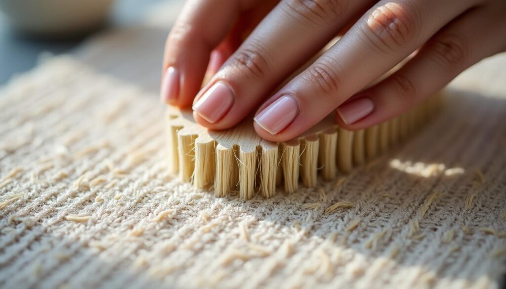 Entretenir un tapis en laine fragile avec une brosse adaptée