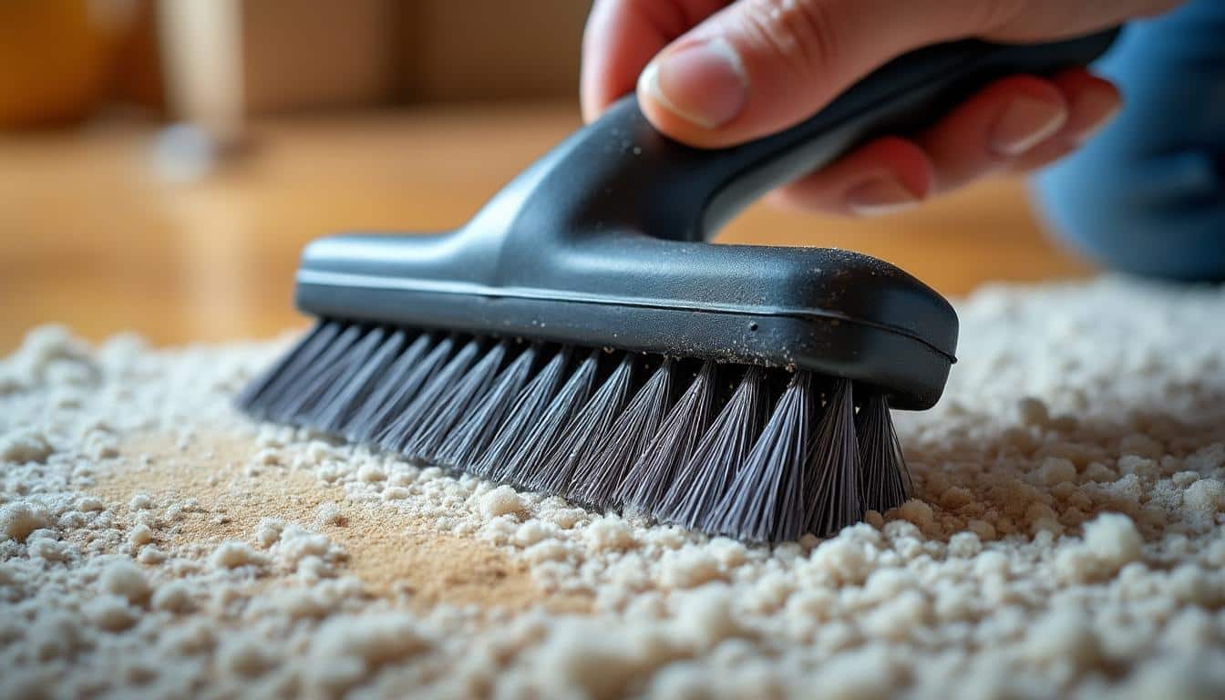 Conseils pour retirer la poussière incrustée d’un tapis avec une brosse