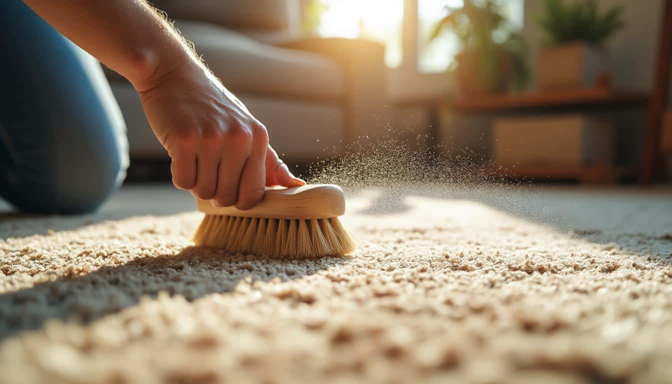 Routine d’entretien quotidien du tapis de salon à la brosse
