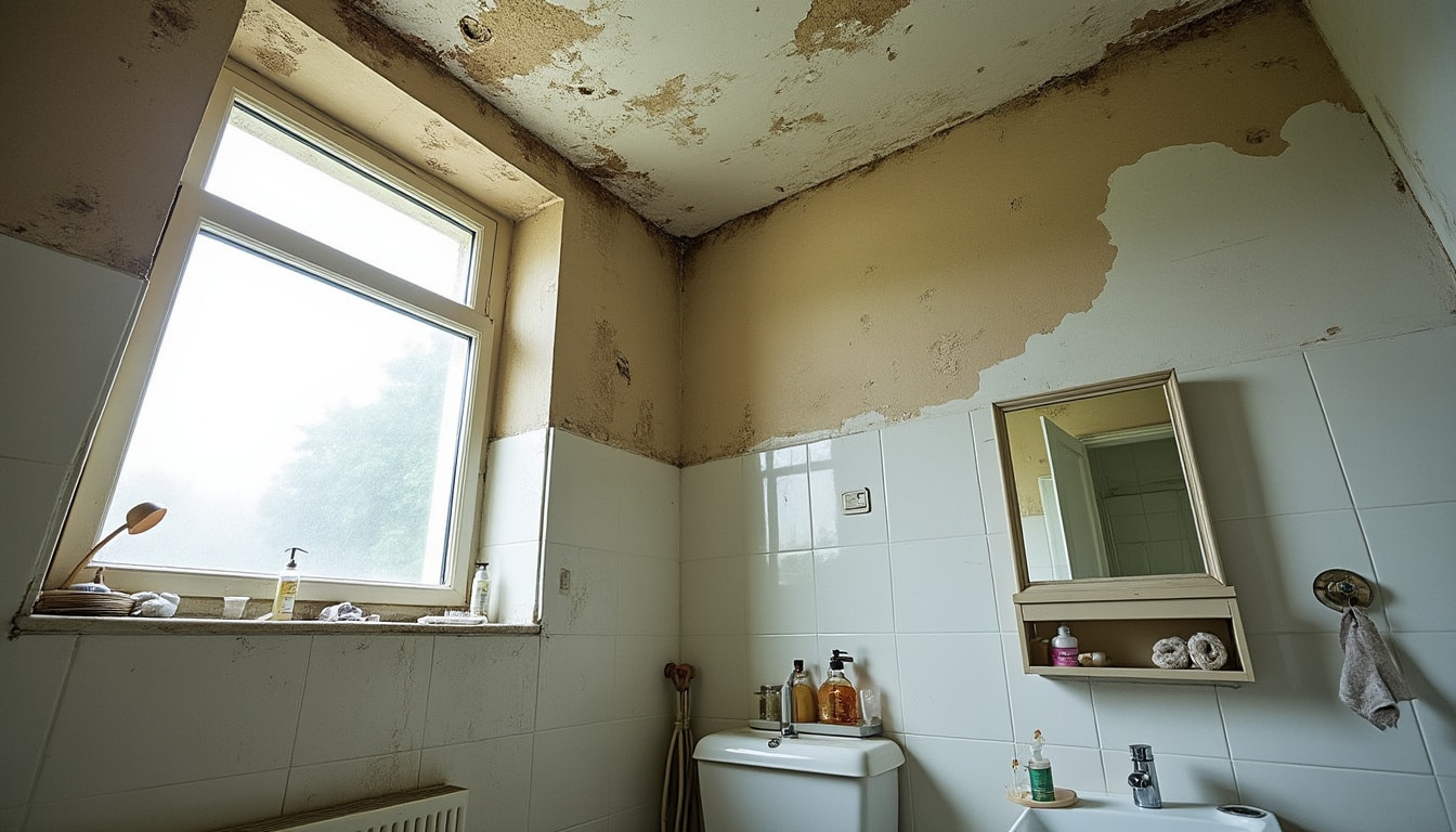 Illustration: Pourquoi la peinture du plafond de la salle de bain s’écaille : causes courantes et explications