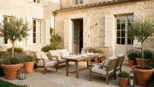 Aménager une terrasse devant une maison ancienne