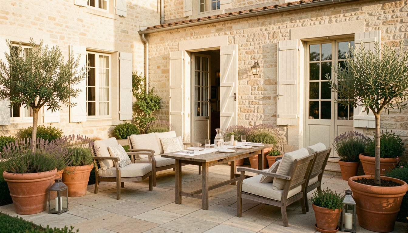 Aménager une terrasse devant une maison ancienne